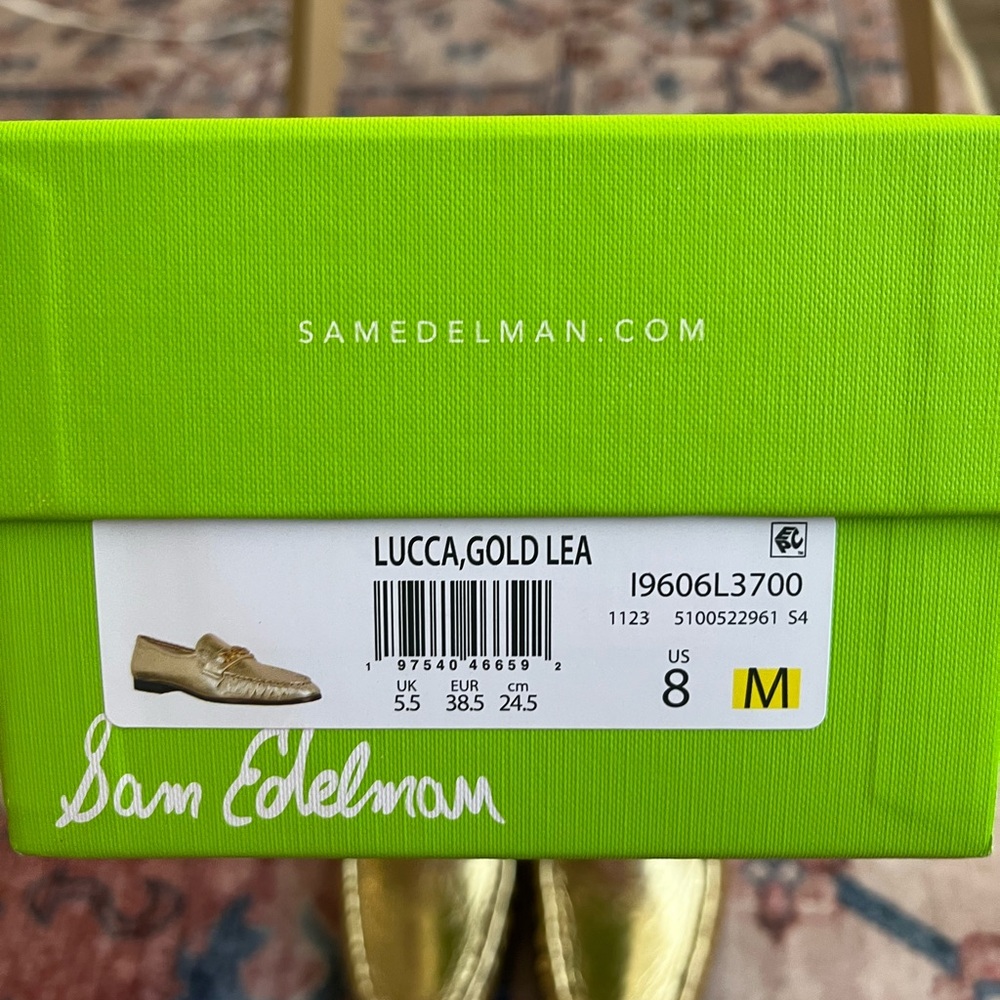 Sam Edelman Metallic Gold Lucca Loafers NIB - Picture 8 of 8